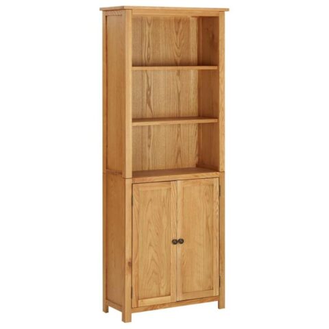 vidaXL Boekenkast met 2 deuren 70x30x180 cm massief eikenhout Kasten Bruin Hout