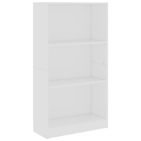 vidaXL Boekenkast met 3 schappen 60x24x109 cm bewerkt hout wit Kasten Wit Hout