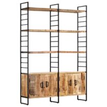 vidaXL Boekenkast met 4 schappen 124x30x180 cm ruw mangohout Kasten Bruin Hout