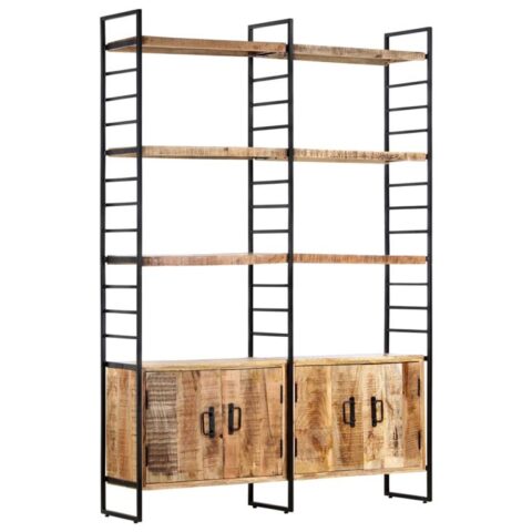 vidaXL Boekenkast met 4 schappen 124x30x180 cm ruw mangohout Kasten Bruin Hout