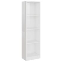 vidaXL Boekenkast met 4 schappen 40x24x142 cm spaanplaat hoogglans wit Kasten Wit Hout