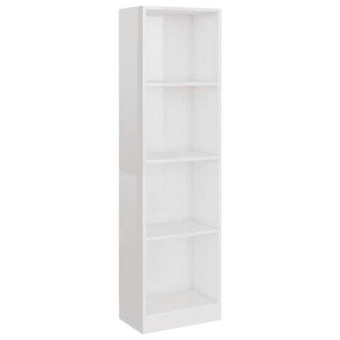 vidaXL Boekenkast met 4 schappen 40x24x142 cm spaanplaat hoogglans wit Kasten Wit Hout