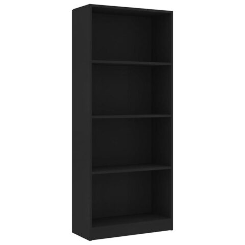 vidaXL Boekenkast met 4 schappen 60x24x142 cm bewerkt hout zwart Kasten Zwart Hout