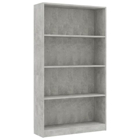 vidaXL Boekenkast met 4 schappen 80x24x142 cm bewerkt hout betongrijs Kasten Grijs Hout