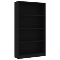 vidaXL Boekenkast met 4 schappen 80x24x142 cm bewerkt hout zwart Kasten Zwart Hout