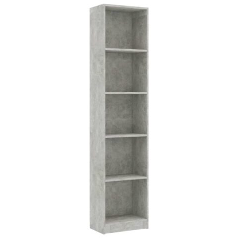 vidaXL Boekenkast met 5 schappen 40x24x175 cm bewerkt hout betongrijs Kasten Grijs Hout