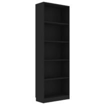 vidaXL Boekenkast met 5 schappen 60x24x175 cm bewerkt hout zwart Kasten Zwart Hout