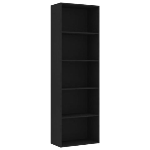 vidaXL Boekenkast met 5 schappen 60x30x189 cm spaanplaat zwart Kasten Zwart Hout