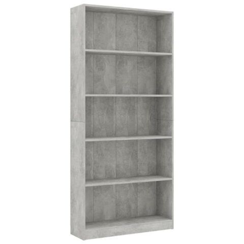 vidaXL Boekenkast met 5 schappen 80x24x175 cm bewerkt hout betongrijs Kasten Grijs Hout