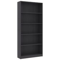 vidaXL Boekenkast met 5 schappen 80x24x175 cm bewerkt hout grijs Kasten Grijs Hout