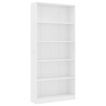 vidaXL Boekenkast met 5 schappen 80x24x175 cm bewerkt hout wit Kasten Wit Hout