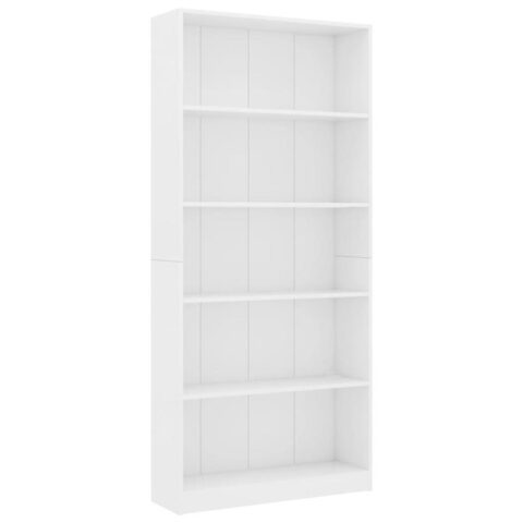 vidaXL Boekenkast met 5 schappen 80x24x175 cm bewerkt hout wit Kasten Wit Hout