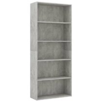 vidaXL Boekenkast met 5 schappen 80x30x189 cm spaanplaat betongrijs Kasten Grijs Hout