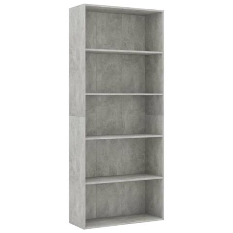 vidaXL Boekenkast met 5 schappen 80x30x189 cm spaanplaat betongrijs Kasten Grijs Hout