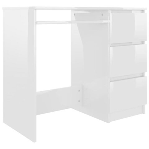 vidaXL Bureau 90x45x76 cm spaanplaat hoogglans wit Bureau Wit Hout