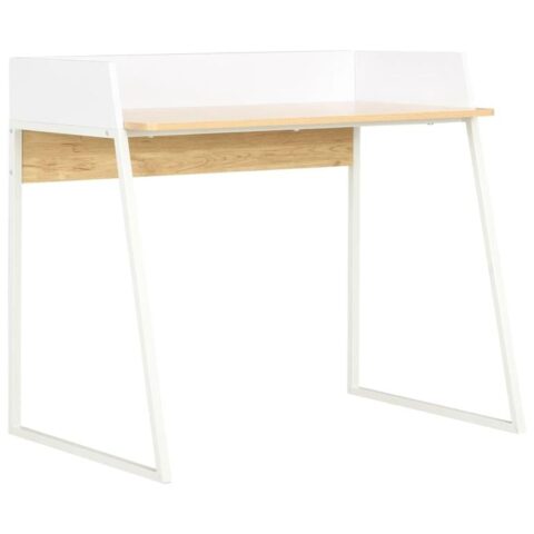 vidaXL Bureau 90x60x88 cm wit en eikenkleurig Bureau Wit Hout