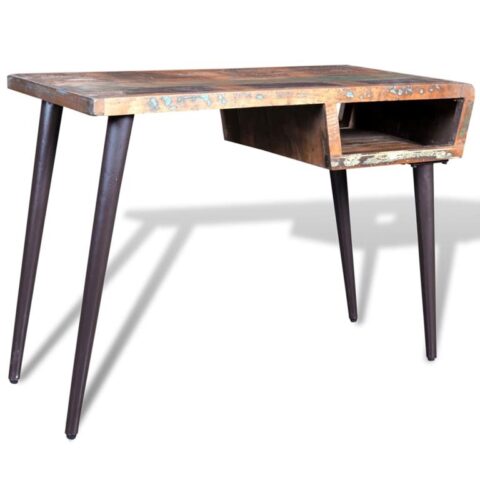 vidaXL Bureau met ijzeren poten gerecycled hout Bureau Multicolor Hout