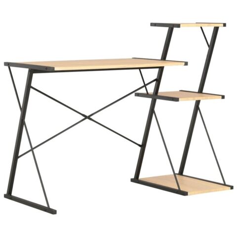 vidaXL Bureau met schap 116x50x93 cm zwart en eikenkleurig Bureau Zwart Hout