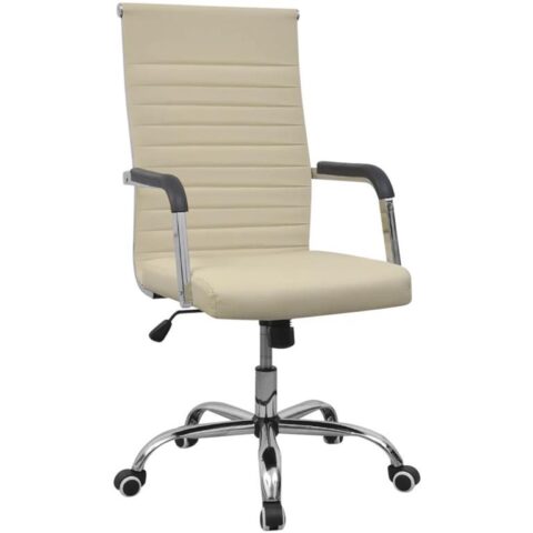 vidaXL Bureaustoel 55x63 cm kunstleer gebroken wit Stoelen Crème Kunstleer