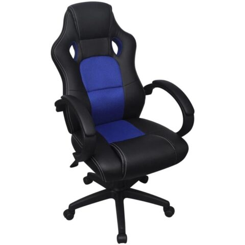 vidaXL Bureaustoel directie racemodel blauw kunstleer Stoelen Blauw Kunstleer