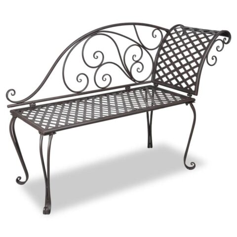 vidaXL Chaise longue 128 cm staal antiekbruin Tuinmeubelen Bruin IJzer