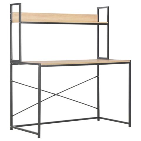 vidaXL Computerbureau 120x60x138 cm zwart en eikenkleurig Bureau Zwart Hout