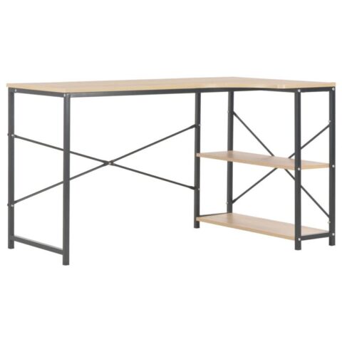 vidaXL Computerbureau 120x72x70 cm zwart en eikenkleurig Bureau Zwart Hout