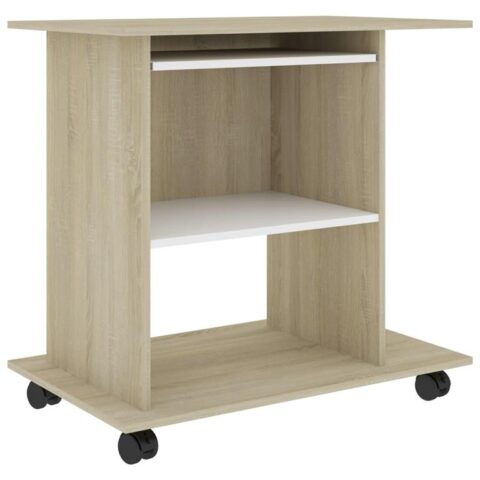 vidaXL Computerbureau 80x50x75 cm spaanplaat wit sonoma eikenkleurig Bureau Wit Hout