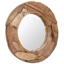 vidaXL Decoratieve spiegel rond 80 cm teakhout Spiegel Bruin Hout