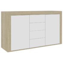 vidaXL Dressoir 120x36x69 cm spaanplaat wit en sonoma eikenkleurig Kasten Wit Hout