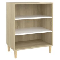 vidaXL Dressoir 57x35x70 cm spaanplaat wit en sonoma eikenkleurig Kasten Wit Hout