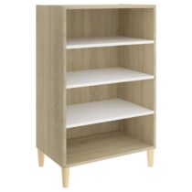 vidaXL Dressoir 57x35x90 cm spaanplaat wit en sonoma eikenkleurig Kasten Wit Hout