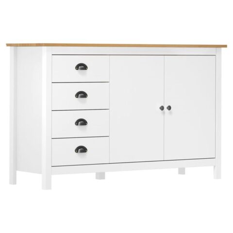 vidaXL Dressoir Hill Range 130x40x80 cm massief grenenhout wit Kasten Wit Hout