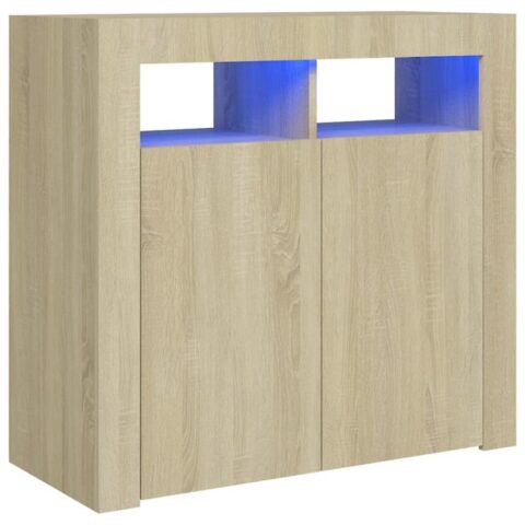 vidaXL Dressoir met LED-verlichting 80x35x75 cm sonoma eikenkleurig Kasten Bruin Hout