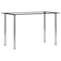 vidaXL Eettafel 120x60x75 cm gehard glas zwart en transparant Tafels Zwart RVS