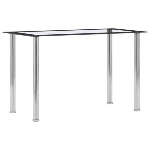 vidaXL Eettafel 120x60x75 cm gehard glas zwart en transparant Tafels Zwart RVS