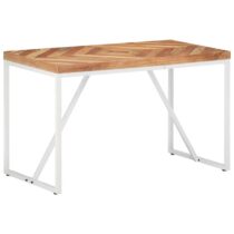 vidaXL Eettafel 120x60x76 cm massief acaciahout en mangohout Tafels Bruin Hout