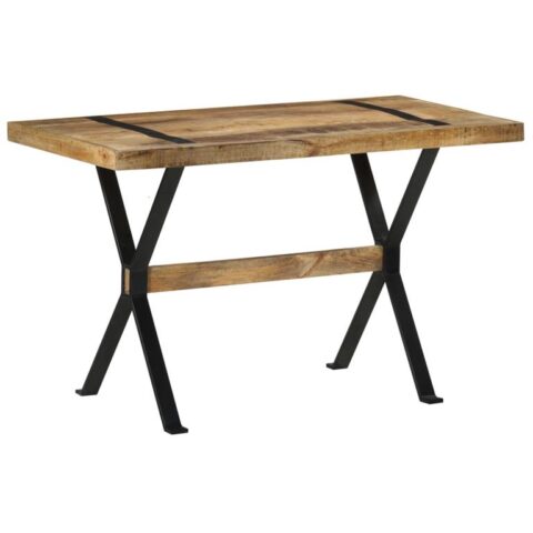 vidaXL Eettafel 120x60x76 cm ruw mangohout Tafels Bruin Hout