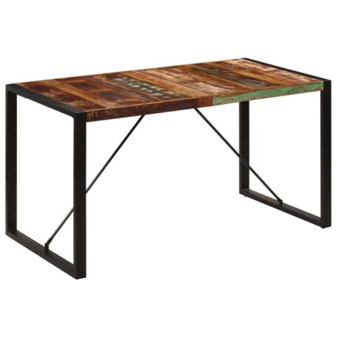 vidaXL Eettafel 140x70x75 cm massief gerecycled hout Tafels Multicolor Hout