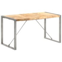 vidaXL Eettafel 140x70x75 cm massief ruw mangohout Tafels Bruin Hout