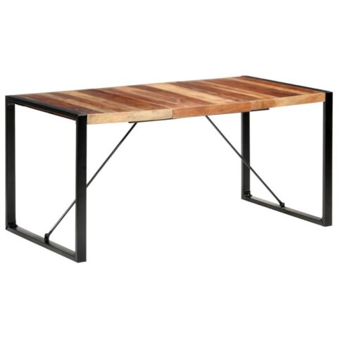 vidaXL Eettafel 160x80x75 cm massief hout met sheesham afwerking Tafels Bruin Hout