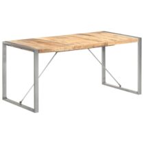 vidaXL Eettafel 160x80x75 cm massief ruw mangohout Tafels Bruin Hout