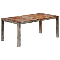 vidaXL Eettafel 180x90x76 cm massief sheeshamhout grijs Tafels Grijs Hout