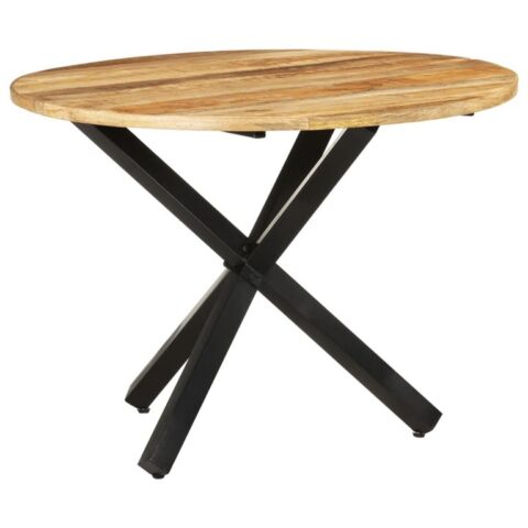 vidaXL Eettafel rond 100x100x75 cm ruw mangohout Tafels Bruin Hout