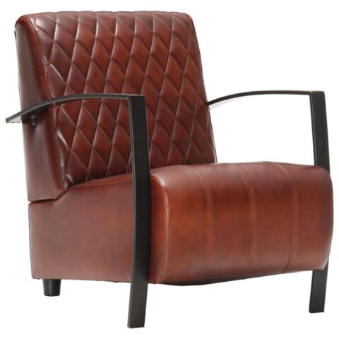 vidaXL Fauteuil echt leer bruin Stoelen Bruin Leder