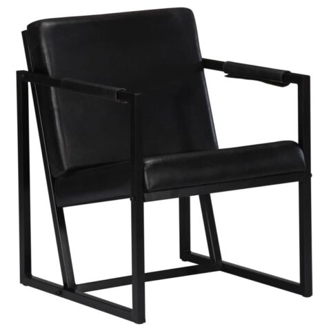 vidaXL Fauteuil echt leer zwart Stoelen Zwart Leder