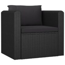 vidaXL Fauteuil met kussens poly rattan zwart Tuinmeubelen Zwart Polyamide