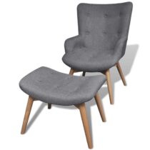 vidaXL Fauteuil met voetenbankje grijs stof Stoelen Grijs Kunststof