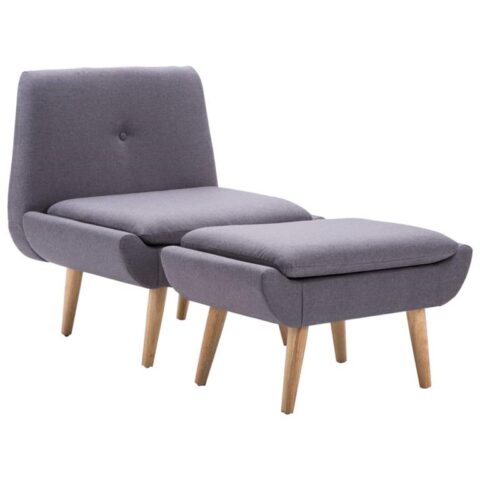 vidaXL Fauteuil met voetenbankje stof grijs Stoelen Grijs Kunststof