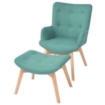 vidaXL Fauteuil met voetenbankje stof groen Stoelen Groen Hout